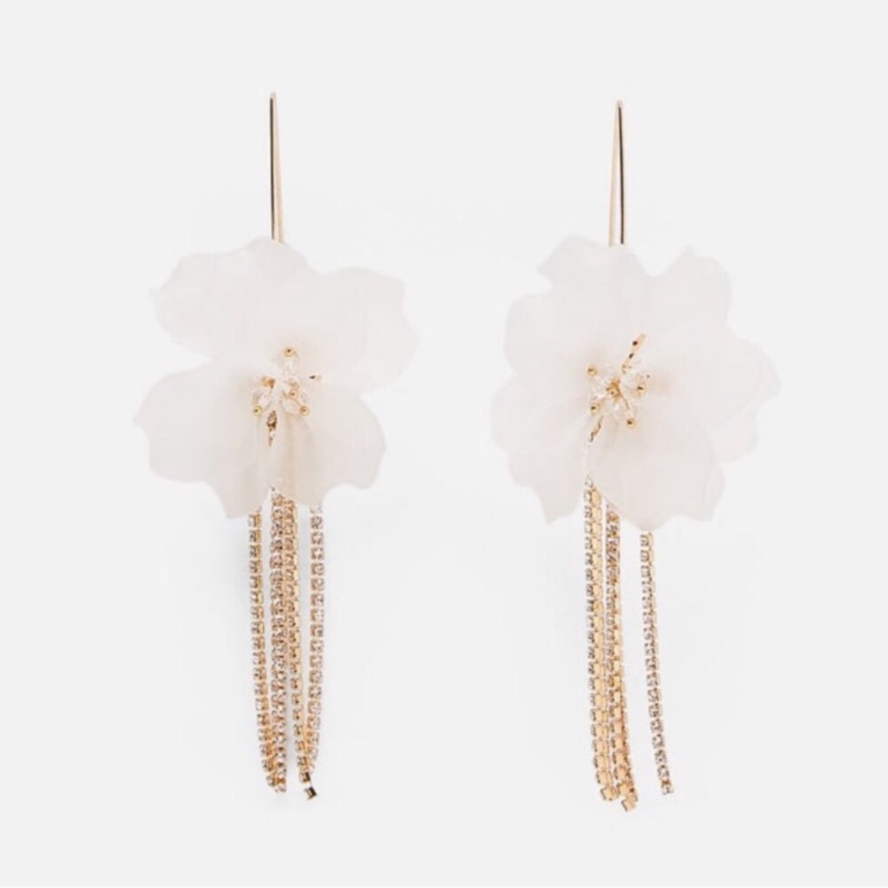 🤍new. resin flower tassel earrings - Picture 4 of 11